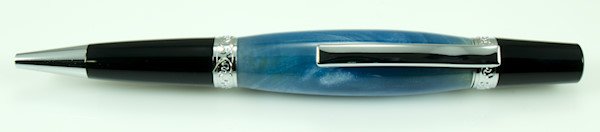 Blue Silver Pearl and Black & Chrome Ballpoint - Click Image to Close